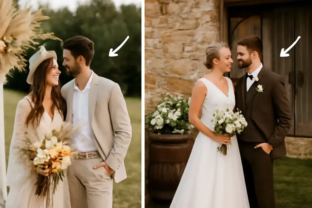 Che differenza c’è tra stile boho e rustic chic nelle foto di matrimonio? I segnali per non sbagliare mood