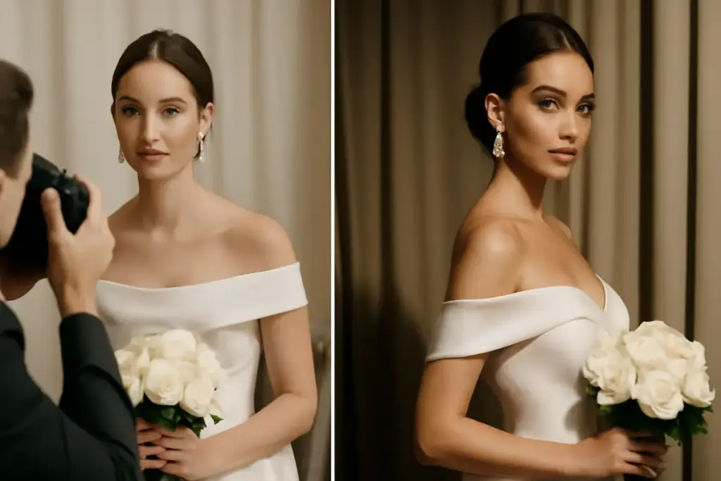Scatti di matrimonio in stile glamour: il processo che trasforma semplici ritratti in icone di eleganza