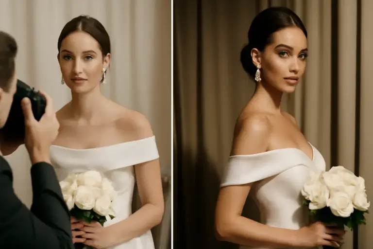 Scatti di matrimonio in stile glamour: il processo che trasforma semplici ritratti in icone di eleganza